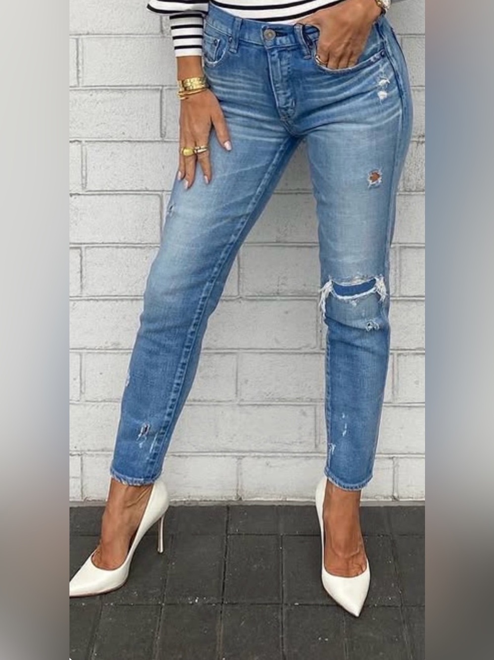 MOUSSY VINTAGE Lenwood Skinny Jean
Distressed Light Blue